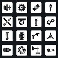 icônes de kit de mécanismes techno mis en vecteur de carrés