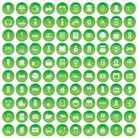 100 icônes de maison intelligente définissent un cercle vert vecteur
