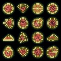 pizza, icônes, ensemble, vecteur, néon vecteur