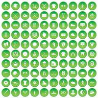 100 icônes de baseball définissent un cercle vert vecteur