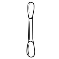 doodle noir d'un bâton d'oreille. illustration d'accessoires de salle de bain dessinés à la main. illustration d'art de ligne de bâton d'oreille vecteur