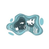 poisson papercut style vector illustration design de fond
