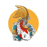 poisson koi et conception d'illustration de vecteur d'élément d'eau