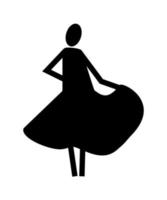 silhouette de robe de fille - illustration vectorielle de style plat. look de mode, couture. robe pelucheuse de dame. logo vêtements femme vecteur