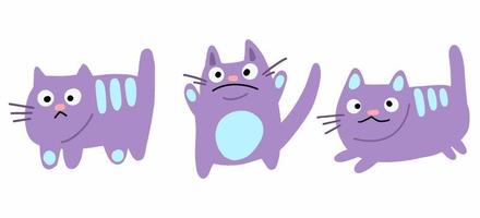 ensemble vectoriel de chats violets mignons et drôles.