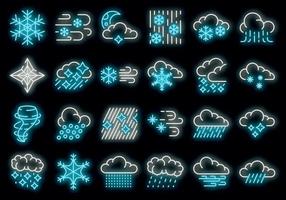 icônes de blizzard définies vecteur néon