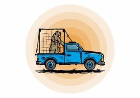 gros ours en cage sur l'illustration de la voiture vecteur