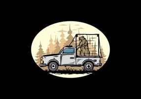 gros ours en cage sur l'illustration de la voiture vecteur