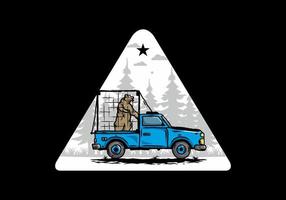 gros ours en cage sur l'illustration de la voiture vecteur