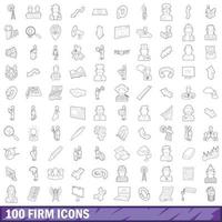 Ensemble de 100 icônes fermes, style de contour vecteur