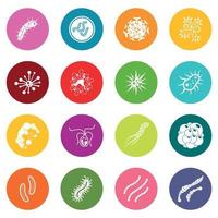 icônes de bactéries virales ensemble de nombreuses couleurs vecteur