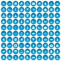 100 icônes de fleurs bleu