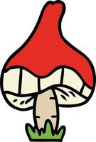 dessin animé doodle d'un seul champignon vecteur