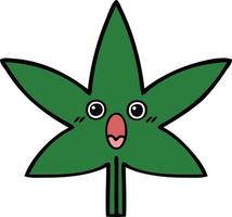 feuille de marijuana dessin animé mignon vecteur