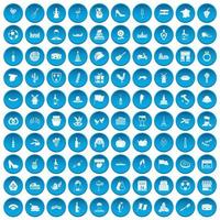 100 icônes de vin bleu vecteur