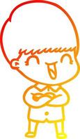 ligne de gradient chaud dessinant un garçon de dessin animé heureux vecteur