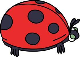 coccinelle de dessin animé dessiné à la main excentrique vecteur