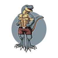 conception de dessin animé d'illustration vectorielle de muscle de dinosaure vecteur