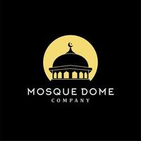 dôme de la mosquée avec création de logo silhouette lune et étoiles vecteur