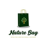 logo de sac à provisions avec icône d'arbre pour l'inspiration de conception de logo de marché de magasin naturel vecteur