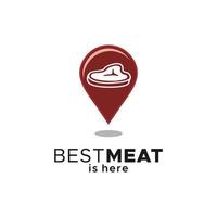 position de la broche gps de la viande, boucherie marché magasin navigation carte vector logo design