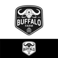 logo de buffle à longues cornes pour l'inspiration de conception de ranch vecteur