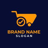 logo de la boutique en ligne avec panier vecteur