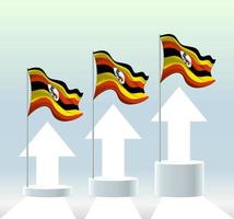 drapeau ougandais. le pays est dans une tendance haussière. agitant un mât de drapeau dans des couleurs pastel modernes. dessin de drapeau, ombrage pour une édition facile. conception de modèle de bannière.