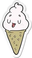 autocollant d'une glace de dessin animé mignon vecteur