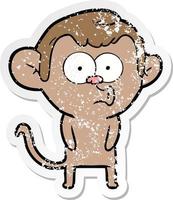 autocollant en détresse d'un singe hurlant de dessin animé vecteur