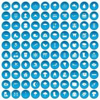 100 icônes de nuages mis en bleu vecteur