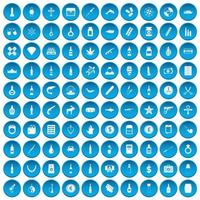 100 icônes de contrebande de marchandises définies en bleu vecteur