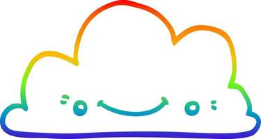 ligne de gradient arc en ciel dessinant un nuage de dessin animé mignon vecteur