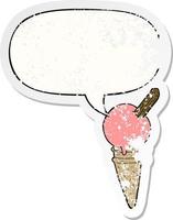 dessin animé glace et bulle autocollant en détresse vecteur