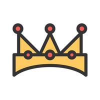 icône de ligne remplie de couronne de roi vecteur