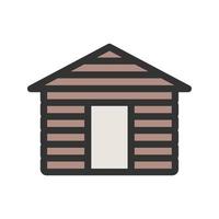 icône de ligne remplie de cabane en bois vecteur