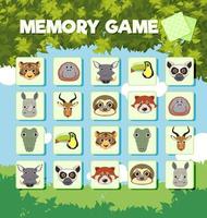 jeu de carte mémoire animaux vecteur