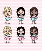 illustration mignonne de petites filles vecteur