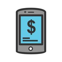 icône de ligne remplie de services bancaires mobiles vecteur
