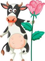 une vache tenant un dessin de fleur vecteur