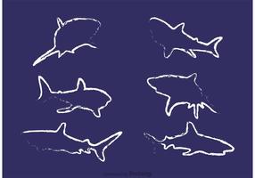 Vecteurs de requins dessins à la craie vecteur