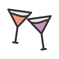 icône de ligne remplie de verres à cocktail vecteur