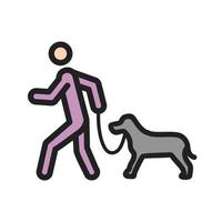 icône de ligne remplie de chien marchant vecteur