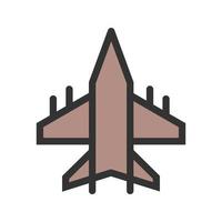 icône de ligne remplie d'avion militaire vecteur