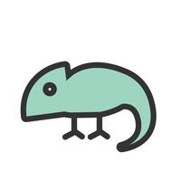 icône de ligne remplie de caméléon pour animaux de compagnie vecteur