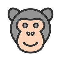 icône de ligne remplie de visage de singe vecteur