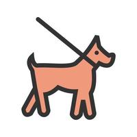 icône de ligne remplie de chien en laisse vecteur