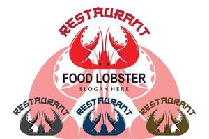 logo rétro vectoriel animaux marins homard, fruits de mer, conception d'illustration adaptée à l'autocollant, à la sérigraphie, à la bannière, à la société de restauration