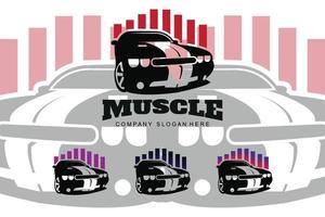 conception de jeu de logo de voiture classique américaine, illustration de véhicule automobile musculaire vecteur
