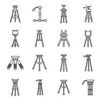 ensemble d'icônes de support de trépied, style de contour vecteur